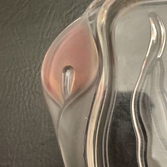 Serving Tray Glass Pink Clear Raised Tulip Embossed Bottom Appetizer Vanity - Picture 6 of 8